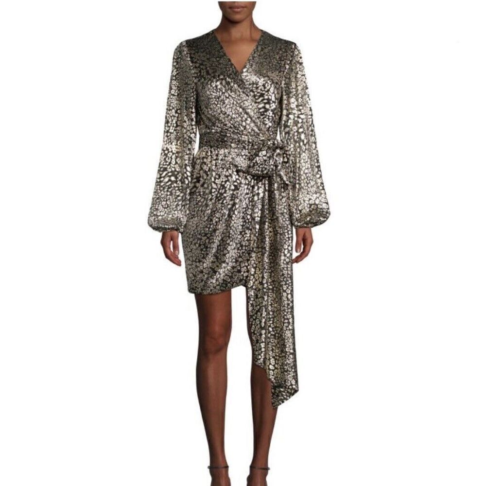Rebecca Vallance Vienna Dress Mini Gold Silver Black Metallic Wedding Size 10